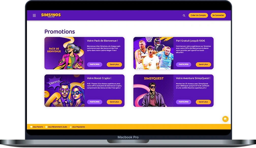 Simsinos Casino Promotions et Bonus
