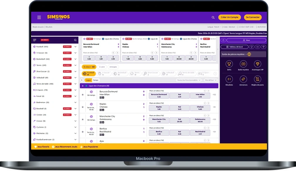 Simsinos Casino Paris sportifs